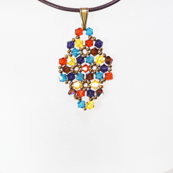 Pendant 30cm - Xochitl Rhombus S-Chocolate Leather - Pendant 30cm - Laiton bronze